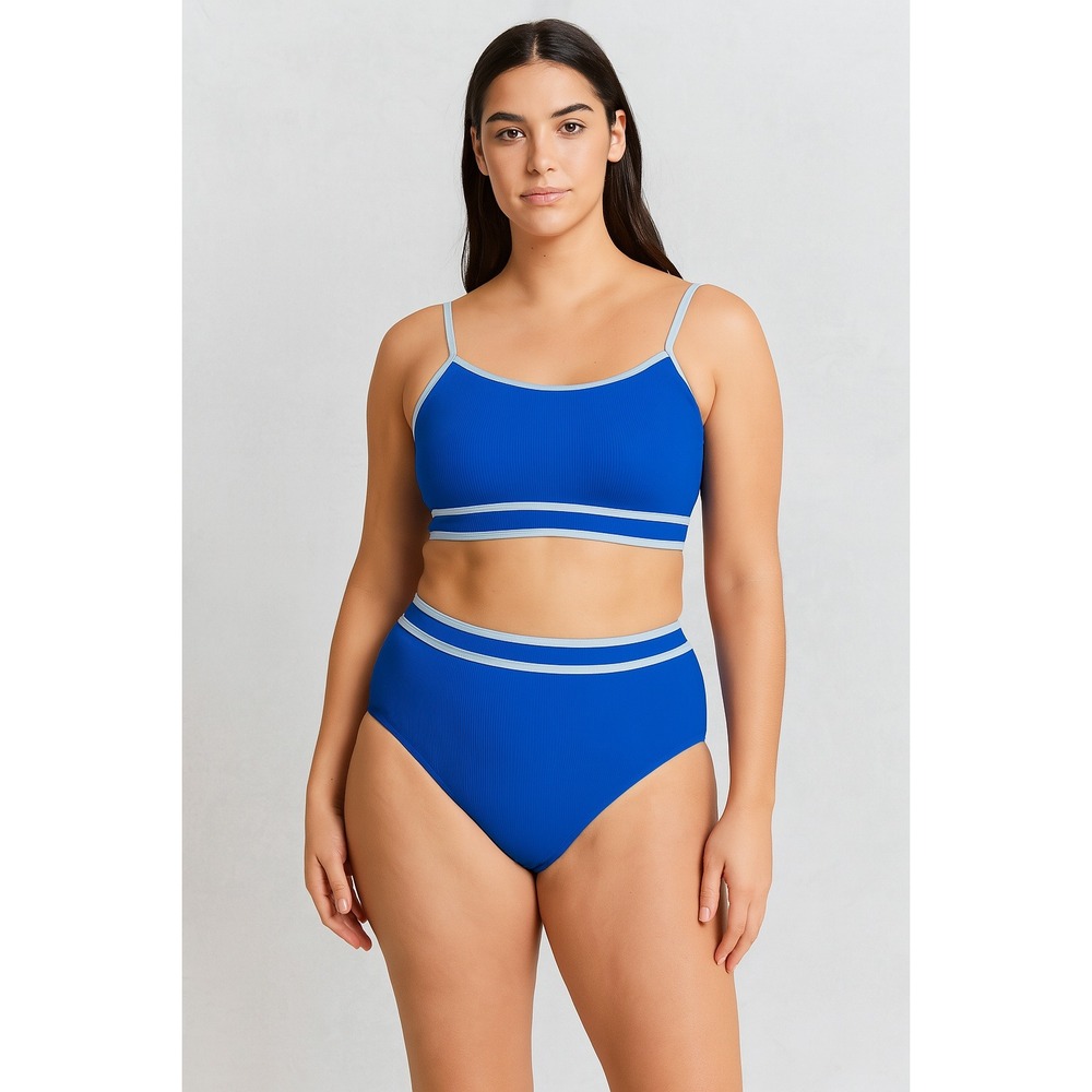 Womens Bikini Set Size L Blue High Waist‎ Sporty Swimwear Coastal Summer Beach